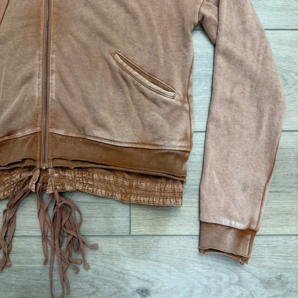 Free People When Worlds Meet Cropped Hoodie Rare Zip Jacket Hoodie Copper Medium